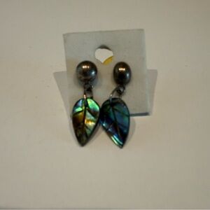 Elegant Leaf Drop Earrings-abalone shell